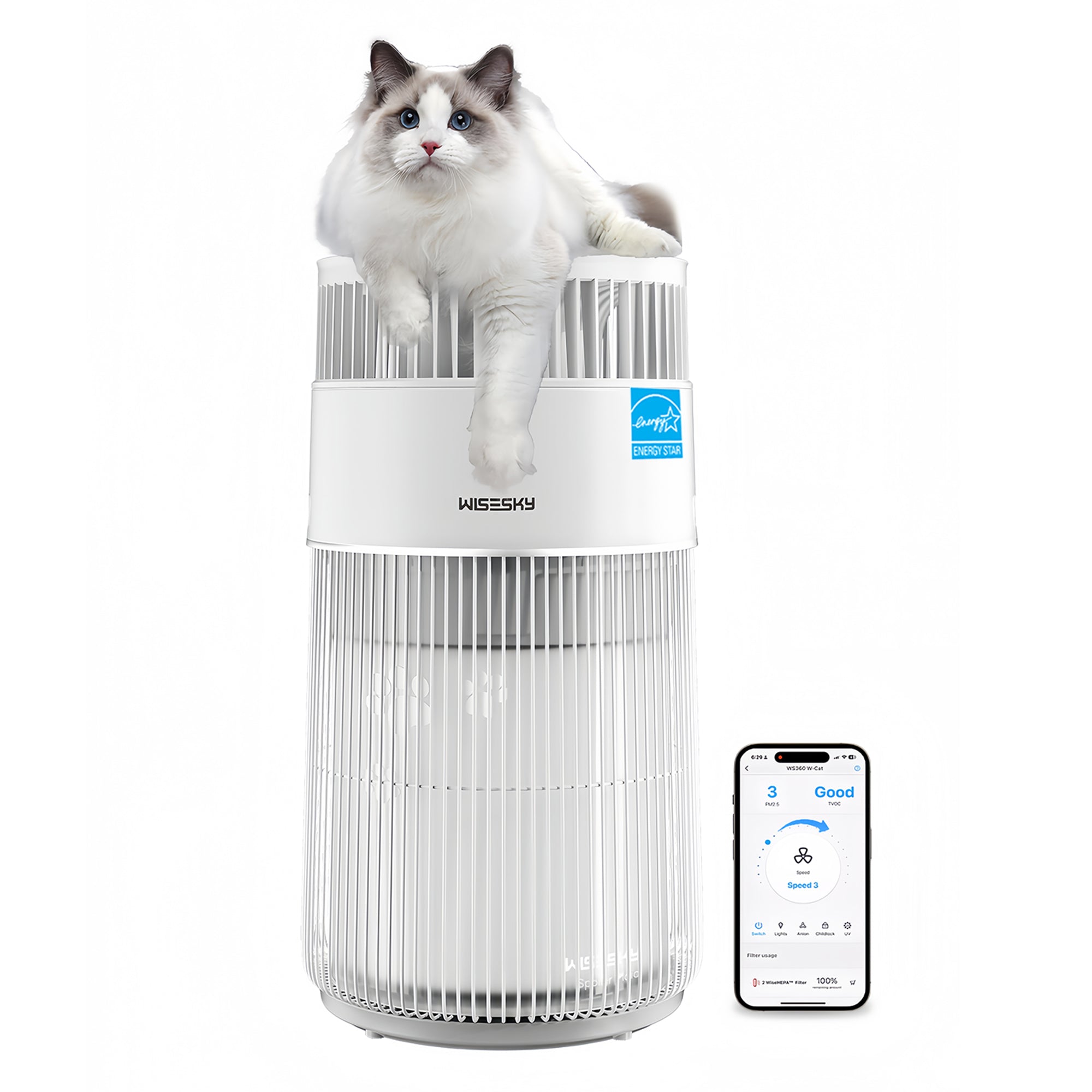 cat palm air purifier W-Cat Pet Air Purifier for Cats | 360° HEPA, Ultra-Quiet
