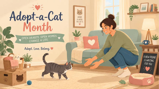 New cat exploring home with owner, Adopt-a-Cat Month theme